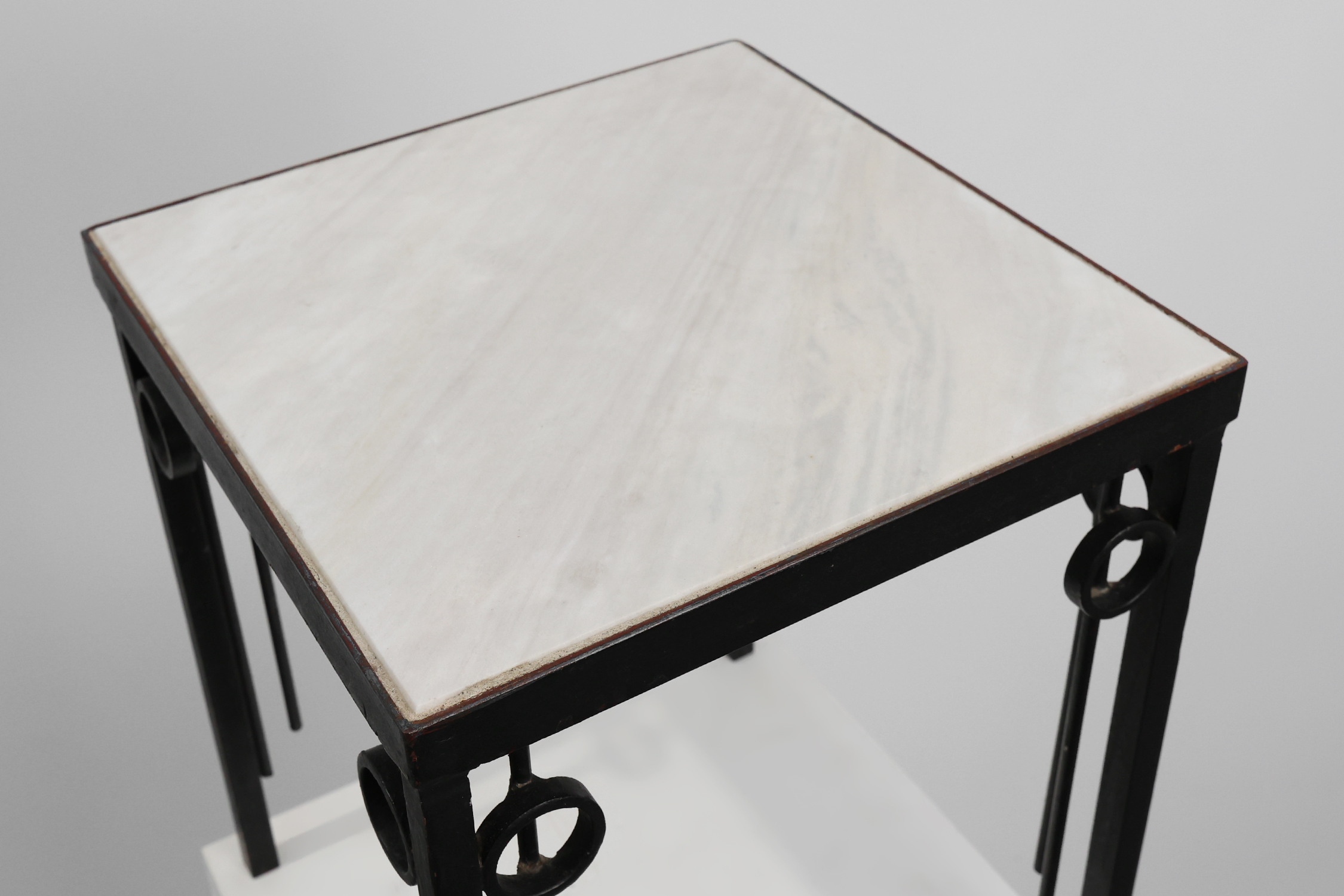 Pia Manu square Cast Iron and Marble Side Table, Belgium 1960sthumbnail